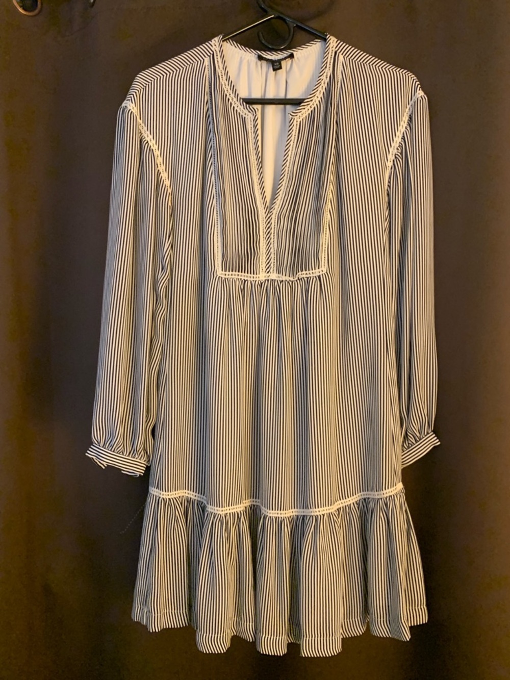 Banana Republic Navy and White Striped Midi Dress